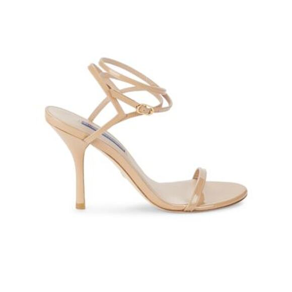 Stuart Weitzman 'Merinda' Tan Leather Heeled Sandals Size 7.5